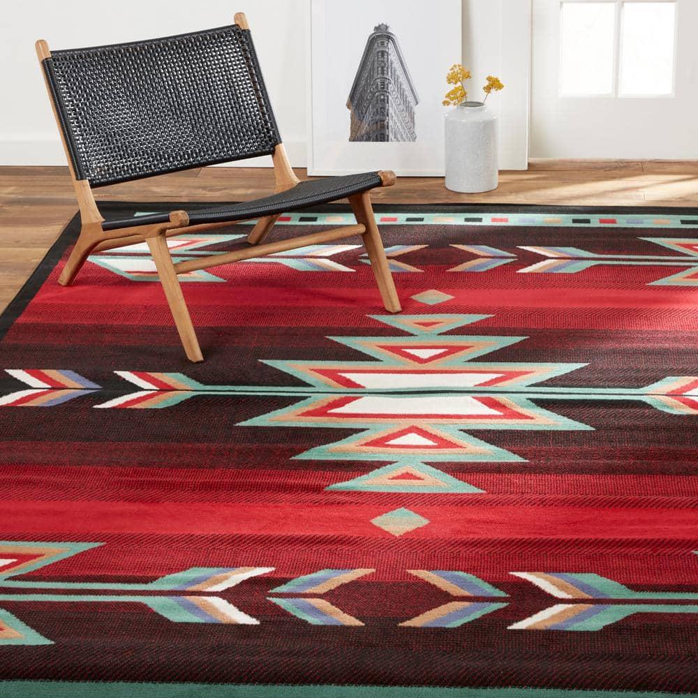Home Dynamix Premium Sagrada Southwestern Geometric Area Rug, Black/Red, 7'8"x10'7"