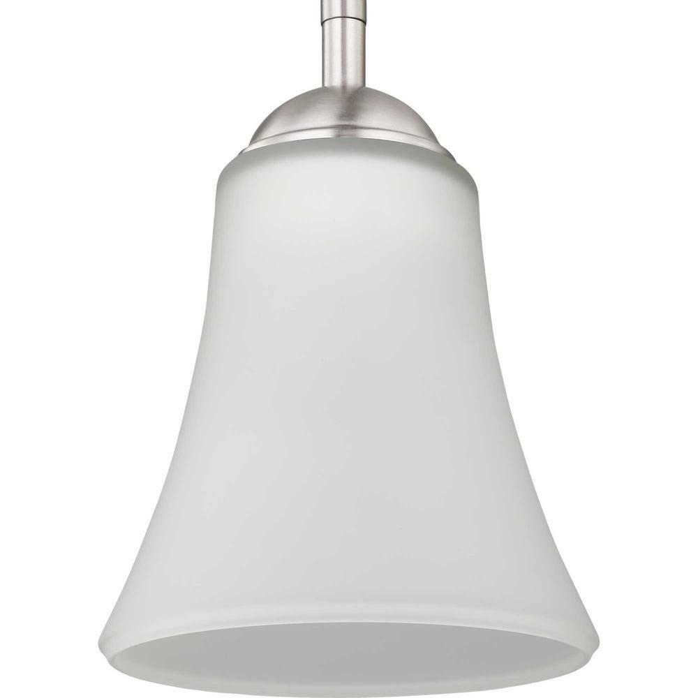 Progress Lighting, Angelic, 1-Light Mini-Pendant, Brushed Nickel, Etched Glass Shade
