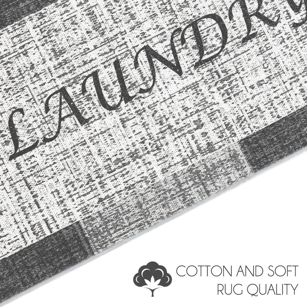 SUSSEXHOME Washable Indoor Laundry Room Rug Runner - 70 % Cotton Kitchen Floor Mat[Gray&White]