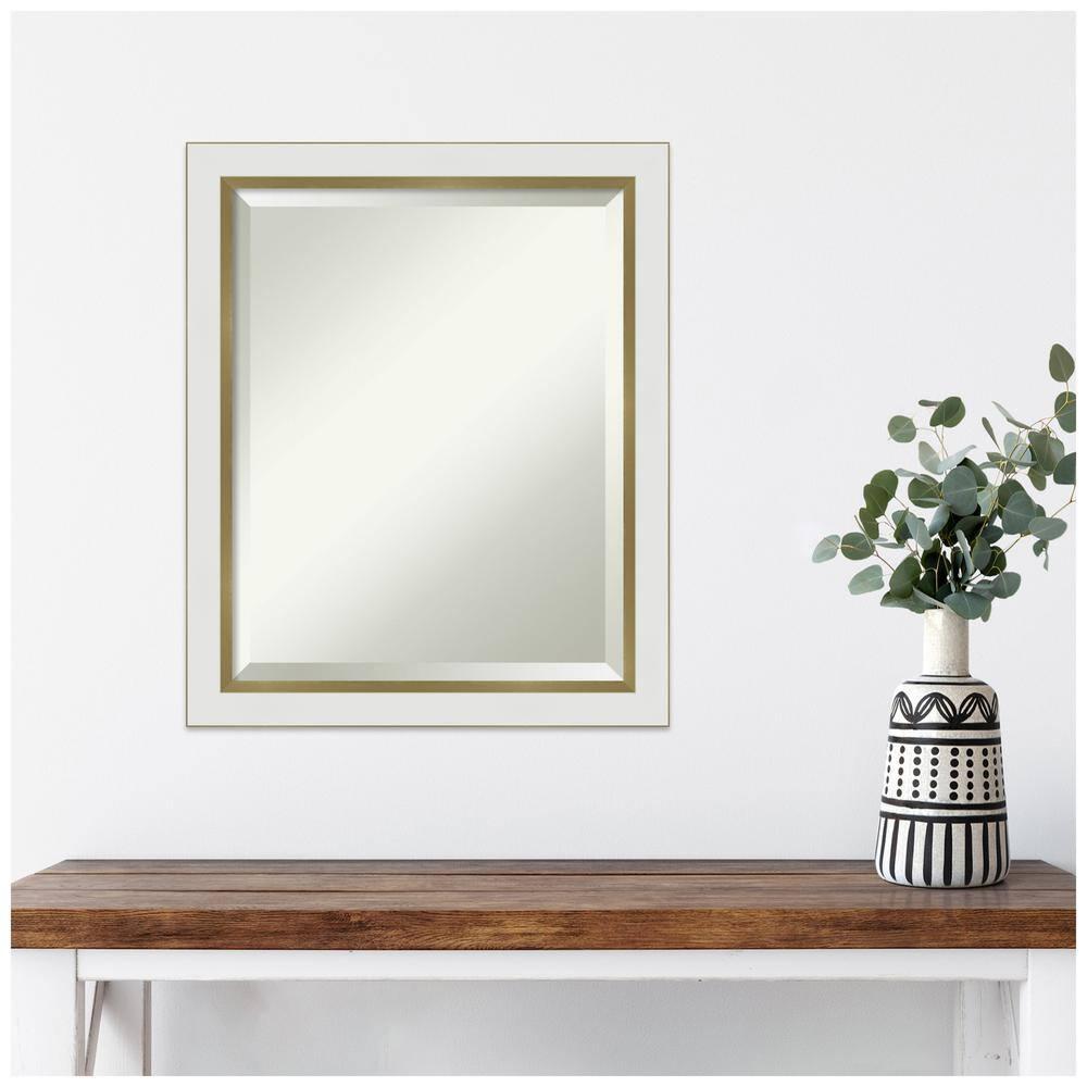 Amanti Art Eva White Gold Narrow Framed Wall Mirror - 19.12 x 23.12 in