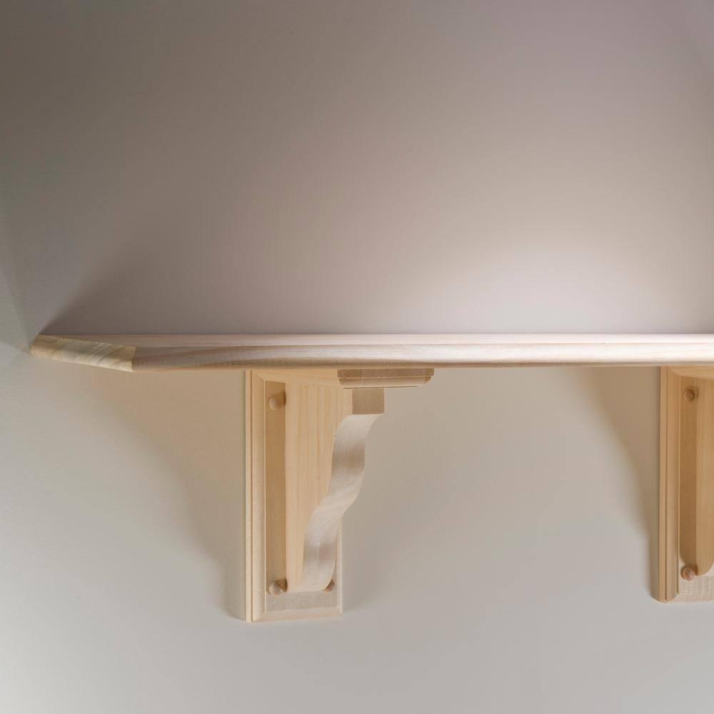 Two-Way Bracket - 9 in. x 7 in. x 3.5 in. - Sanded Unfinished Hardwood - Countersunk and Pre-Drilled - DIY Home Shelving