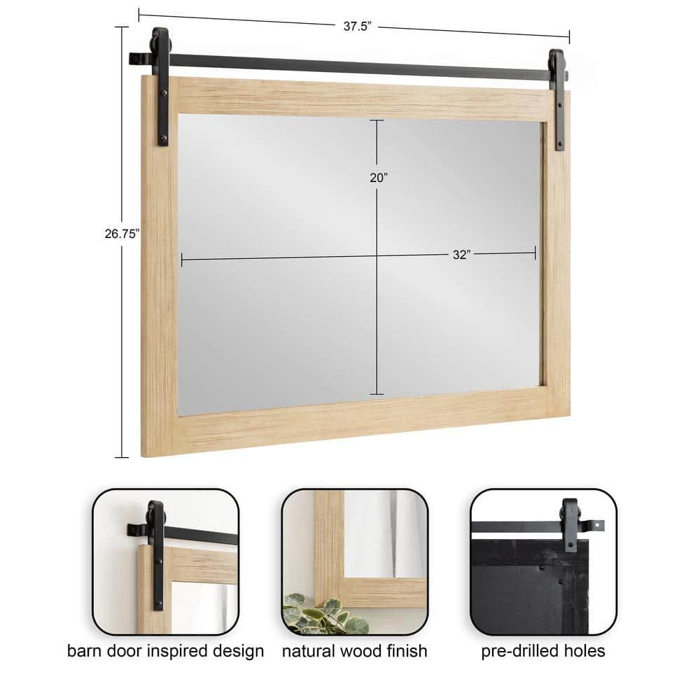 Kate & Laurel All Things Decor 38"x27" Cates Rustic Wall Mirror Natural: Transitional Farmhouse Style, No Assembly Required