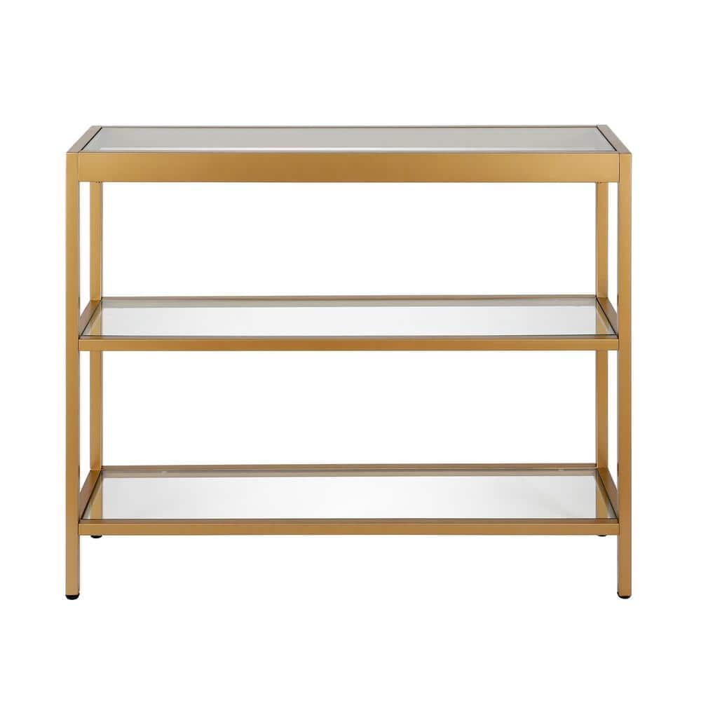 Evelyn&Zoe Alexis 36" Wide Rectangular Console Table, Brass