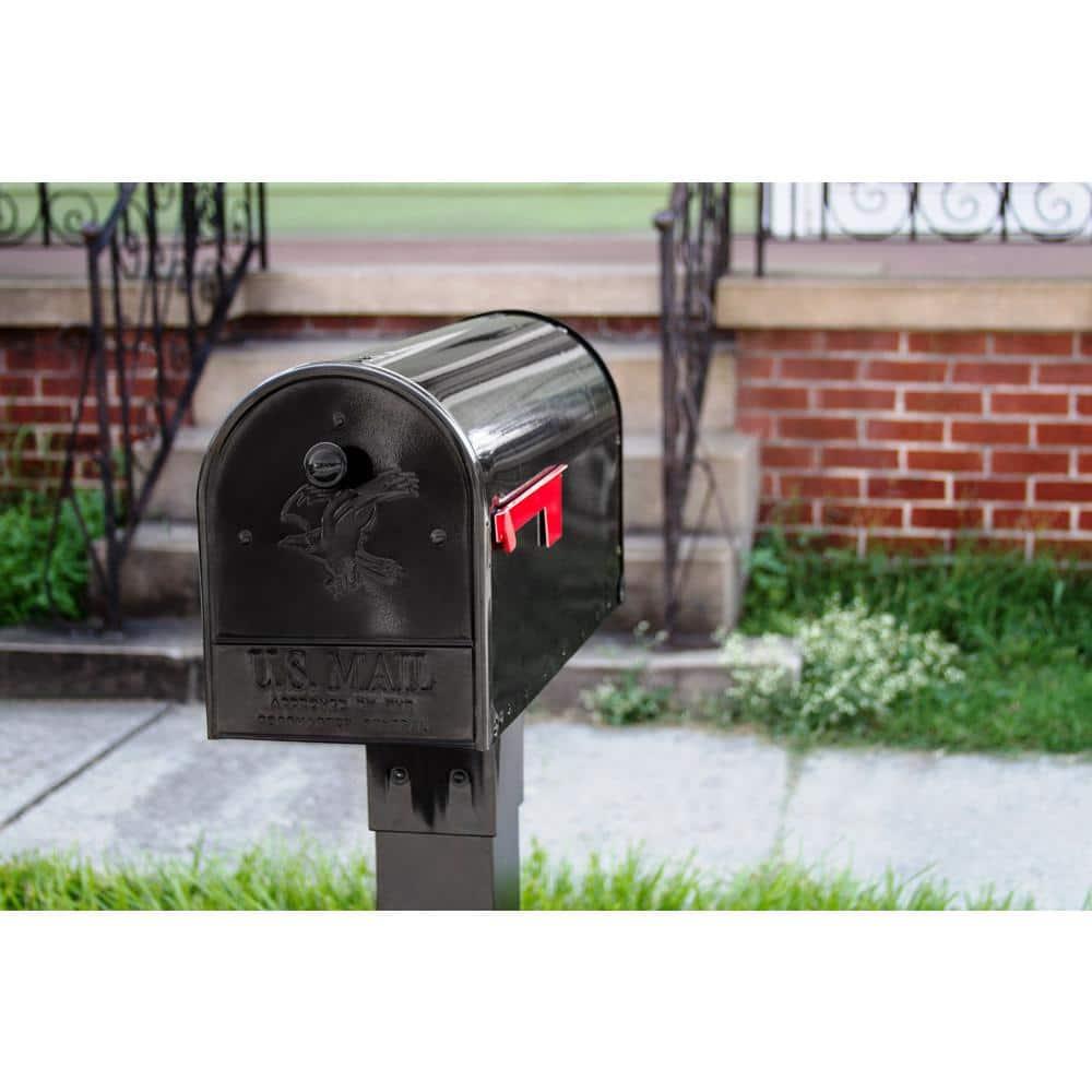 Large Black Steel Double Door Post Mount Mailbox