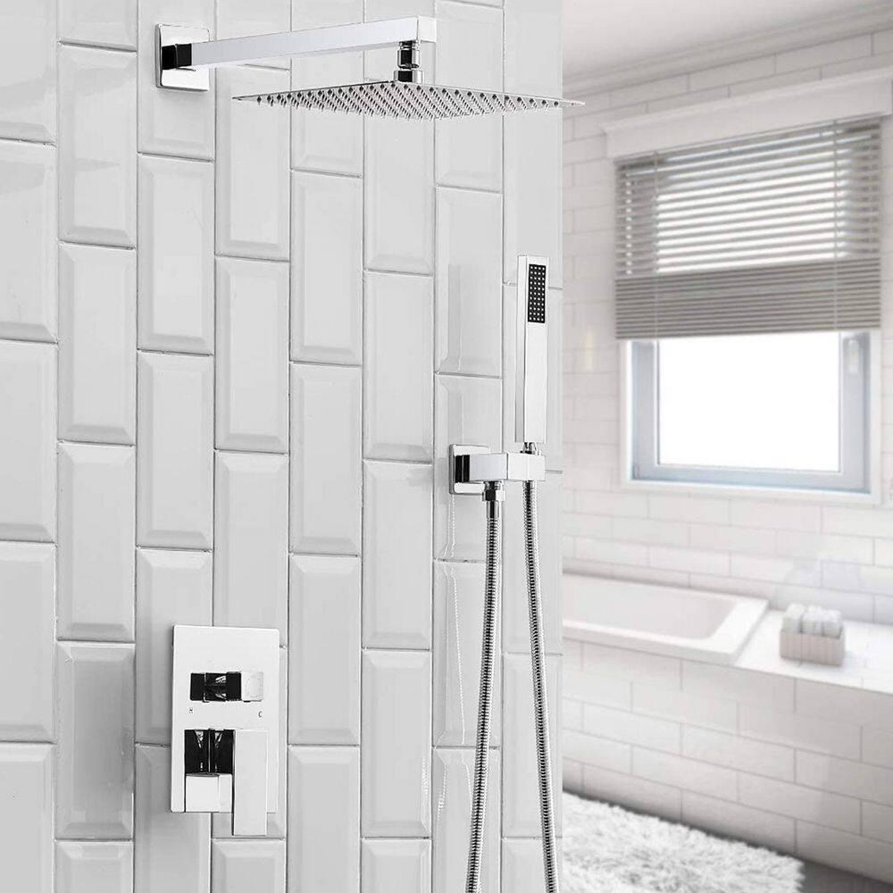 3-Spray Patterns With 2.5 GPM 10 in. Showerhead Wall Mounted Dual Shower Heads With Valve
