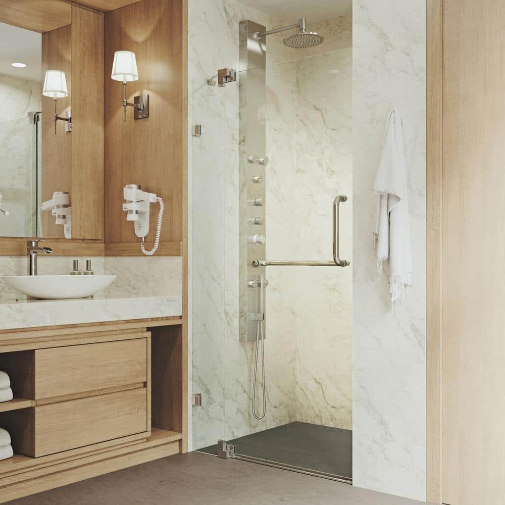 Pirouette 36-42" W x 72" H Pivot Frameless Shower Door with 3/8" Clear Glass