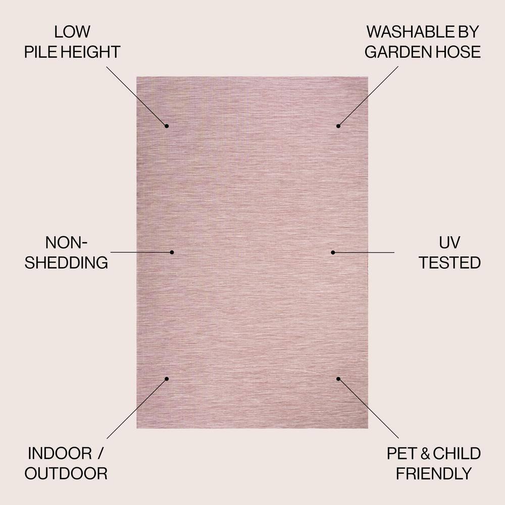 9'x12' Ethan Modern Flatweave Solid  Area Rug, Pink - JONATHAN Y