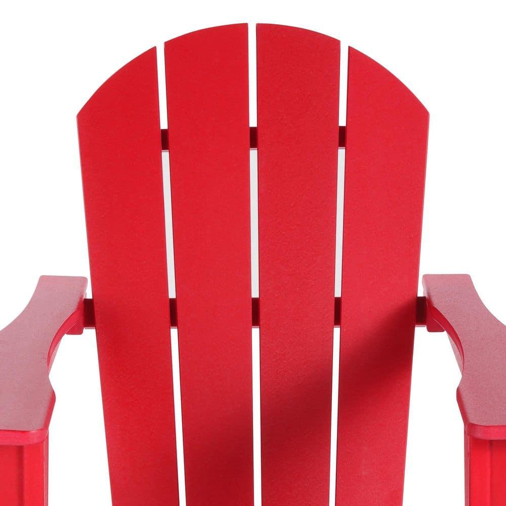 JUSTLET Plastic Adirondack Rocking Chair,HDPE All-Weather Outdoor Rocking Adirondack Chair for Porch, Patio, Balcony,Red