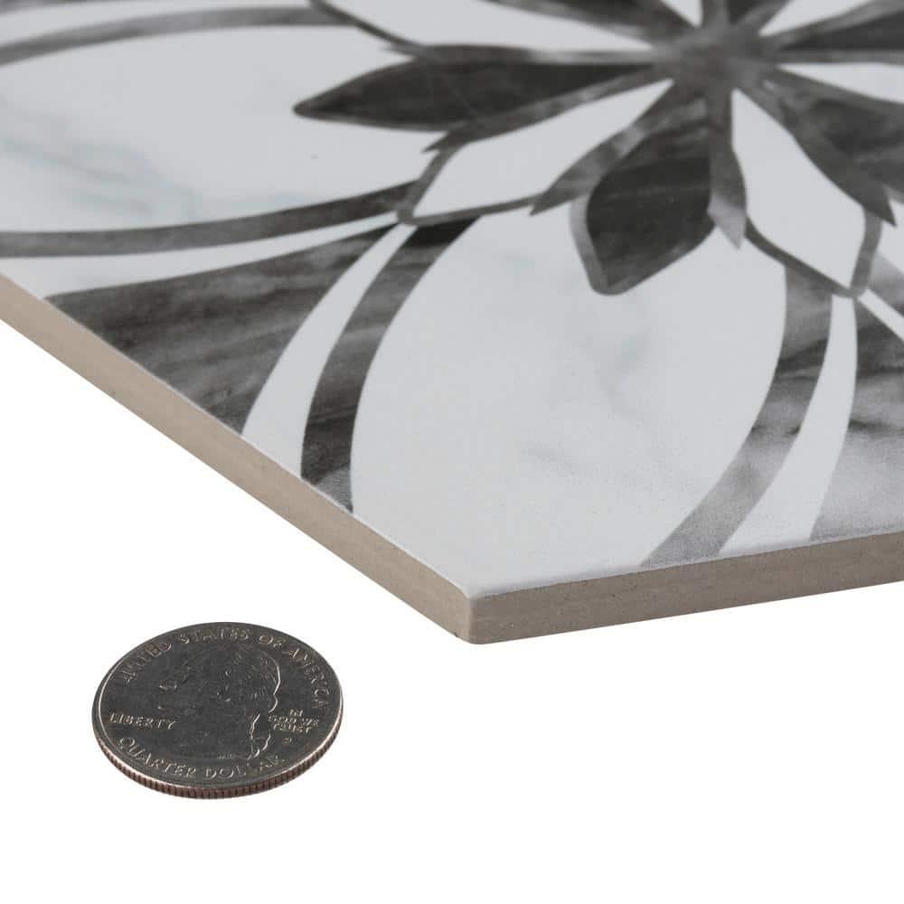 Merola Tile Classico Bardiglio Hex 7" x 8" Porcelain Patterned Wall & Floor Tile