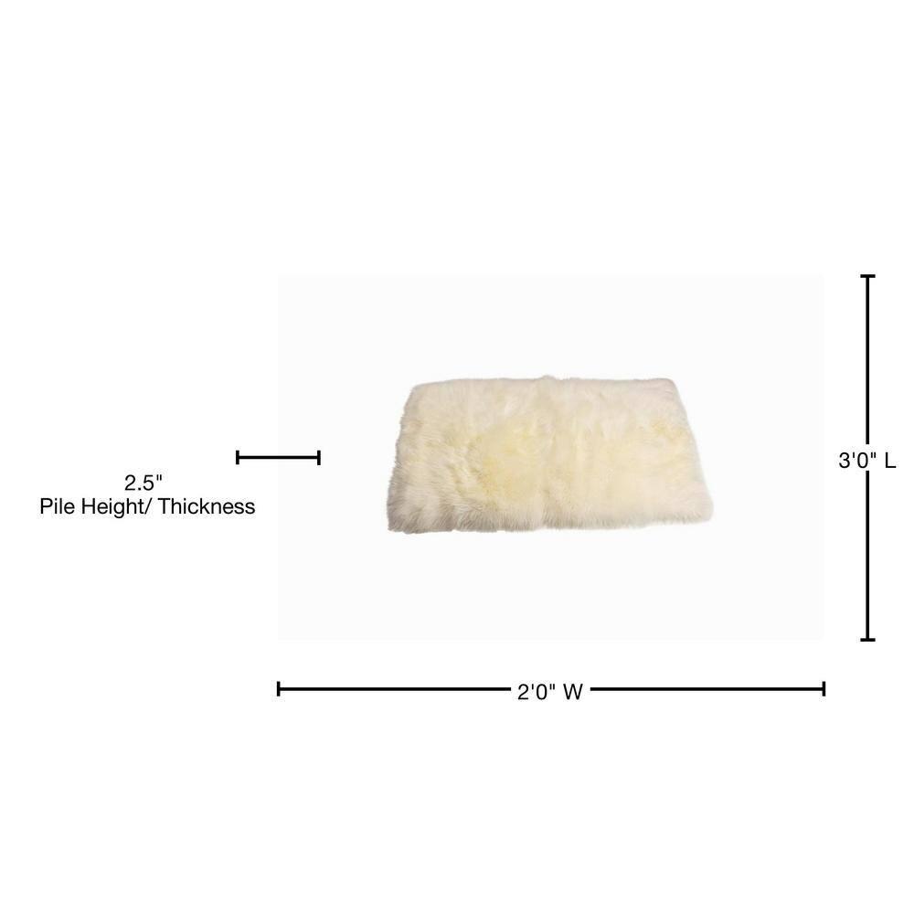 Natural New Zealand Sheepskin Single Rectangular Rug | Natural | 2'x3'