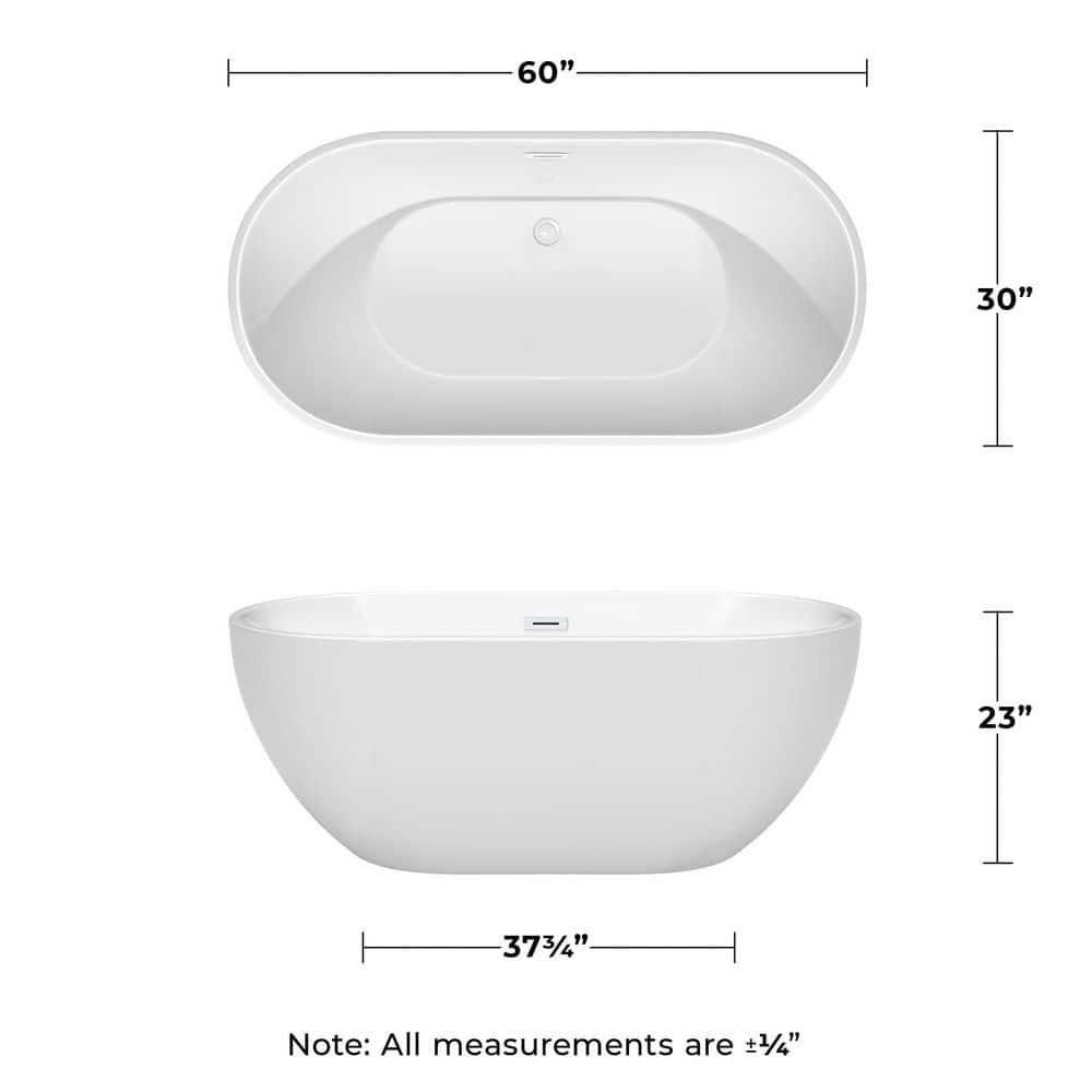 Brooklyn 60'' x 30'' Freestanding Soaking Acrylic Bathtub