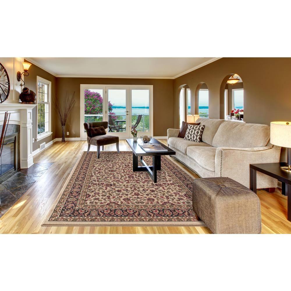 Jewel Kashan Ivory/Black 8 ft. x 10 ft. Area Rug