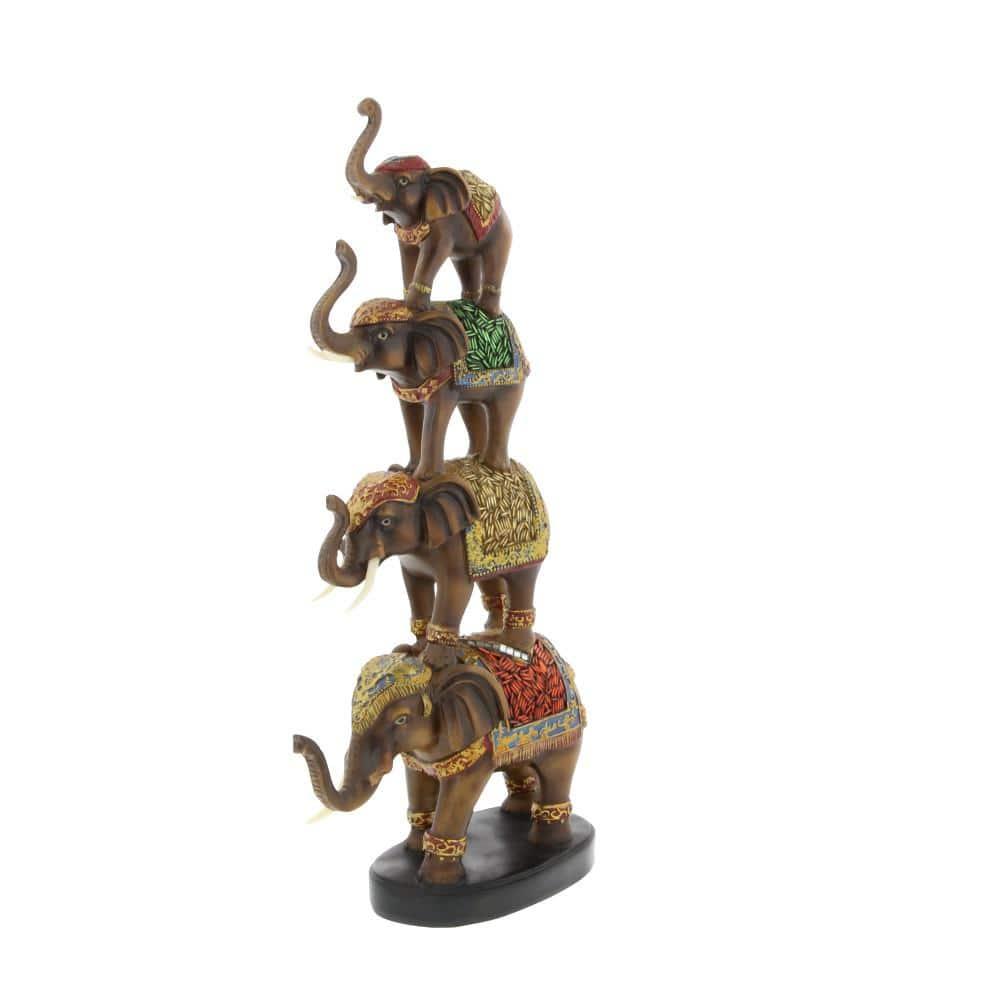 World Menagerie Pisarnik Polystone Elephant Decorative Brown Sculpture