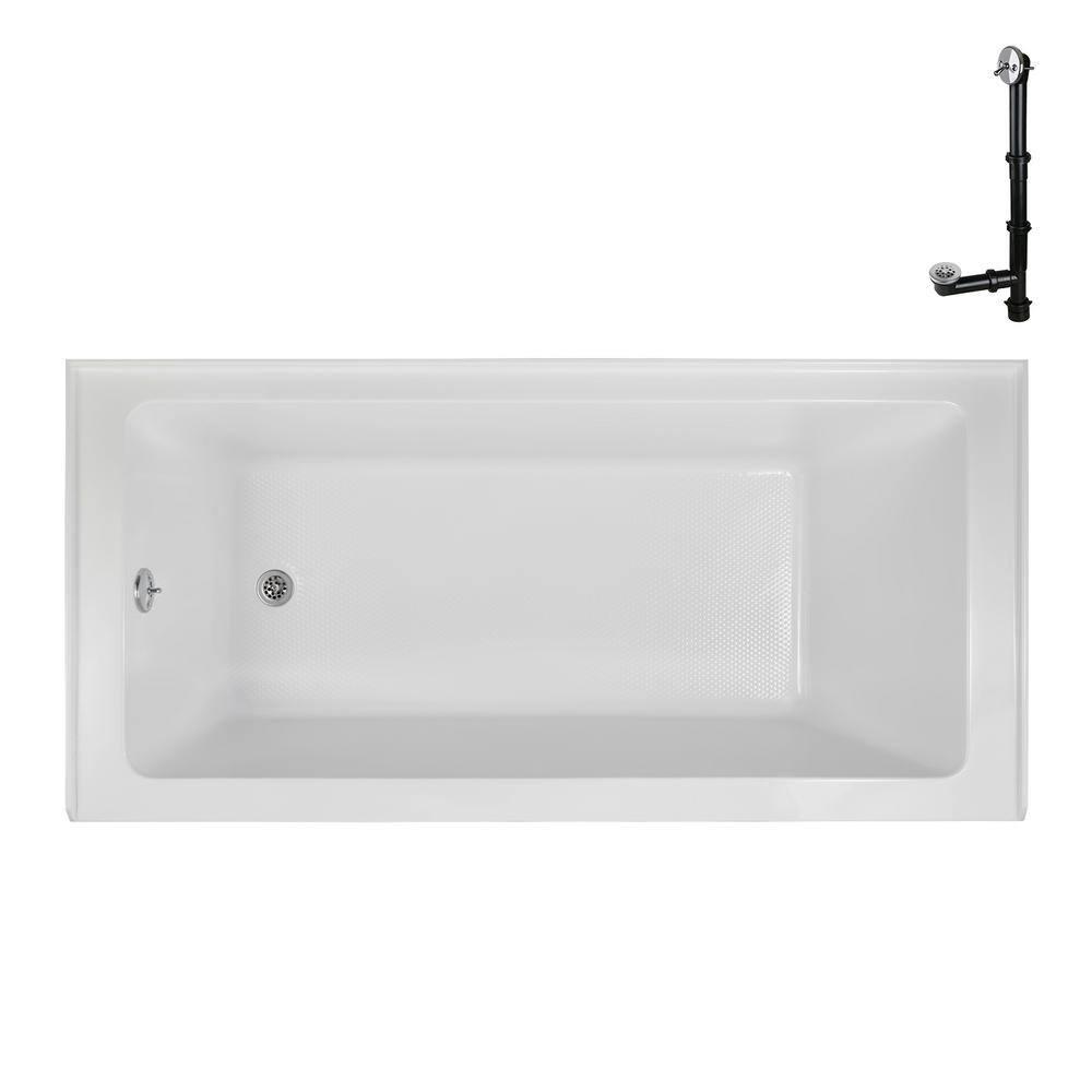 Streamline Bath Streamline 60 in. x 30 in. Acrylic Left-Hand Drain Alcove Bathtub in Glossy White With External Drain NAL-5320-CH