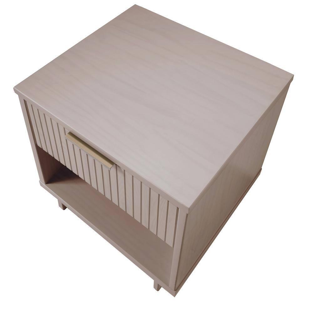 Granville Modern 1 Drawer Nightstand Light Gray - Manhattan Comfort: Wood Frame, Storage Shelf, 30 Day Warranty