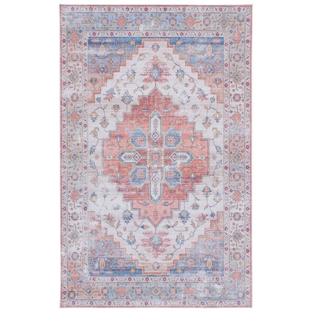 Tucson Vintage Persian TSN109 Power Loomed Machine Washable Skid-Resistant Indoor Area Rug - Beige/Blue - 5'x8' - Safavieh