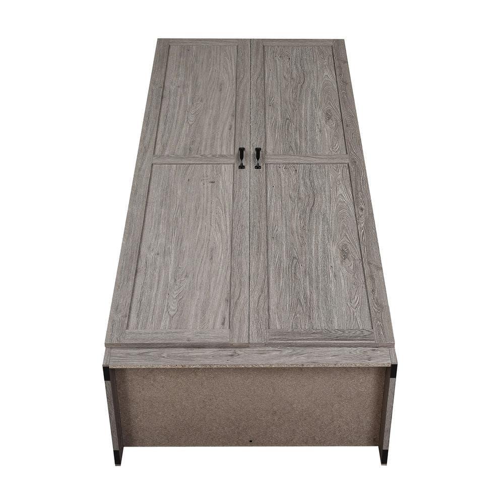Hopkins Modern 4 Shelf Storage Closet Gray - Manhattan Comfort: MDF Wooden, 2-Door, Divided Storage Cabinet