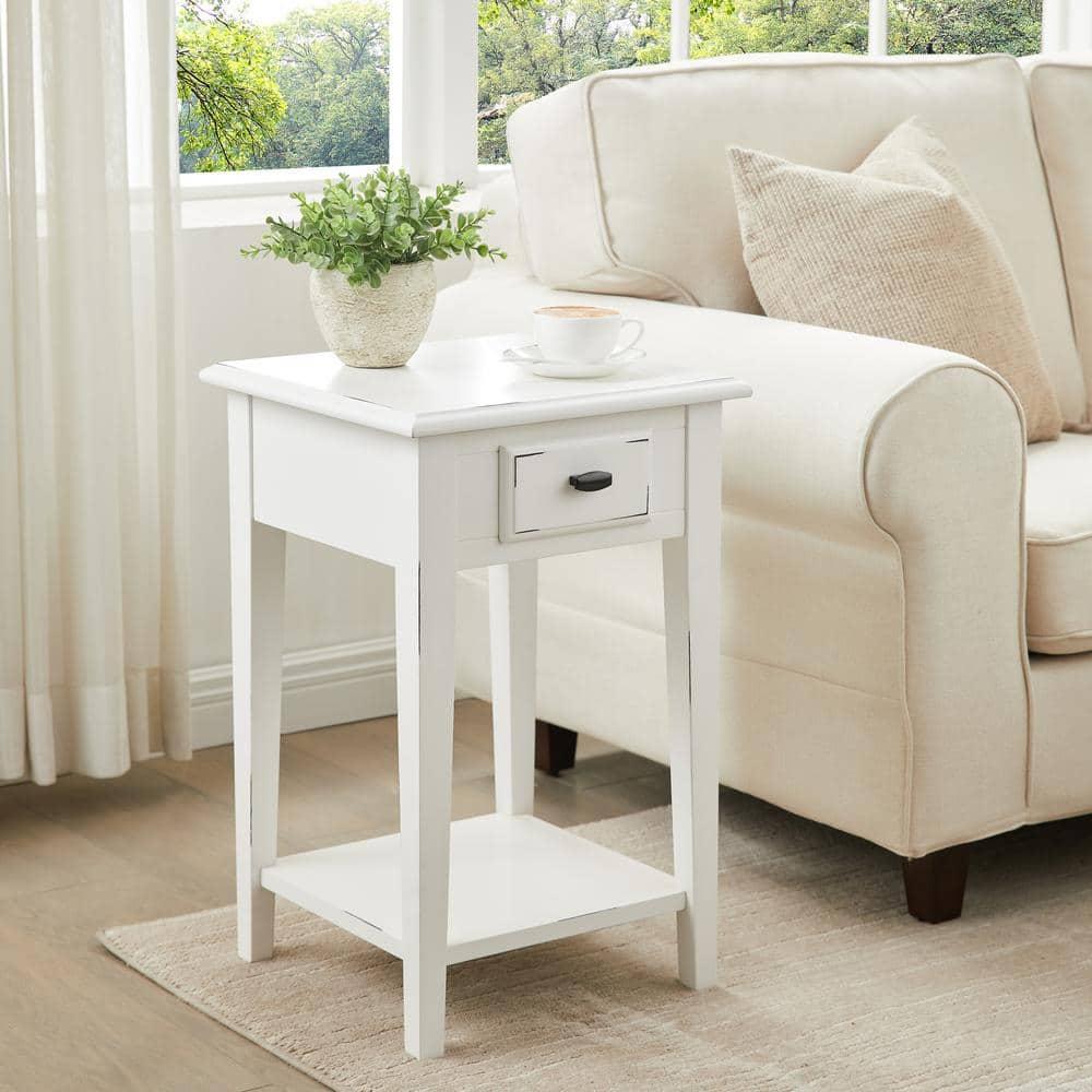 Leick Home Haven Ridge Square End Table in Farmhouse White