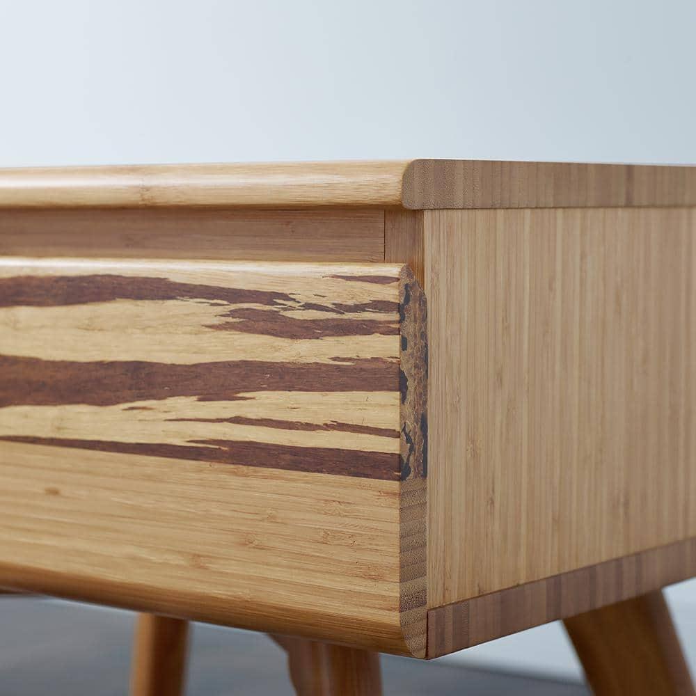 Azara Caramelized Bamboo Nightstand with Tiger Accents