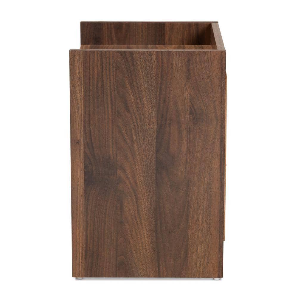 2 Drawers Hale Wood Nightstand Walnut/Brown - Baxton Studio: Modern Bedside Table, Enclosed Top, MDF
