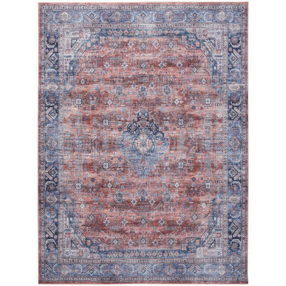 Nourison Washable Brilliance 7'10" x 9'10" Blue/Multi Vintage Indoor Rug