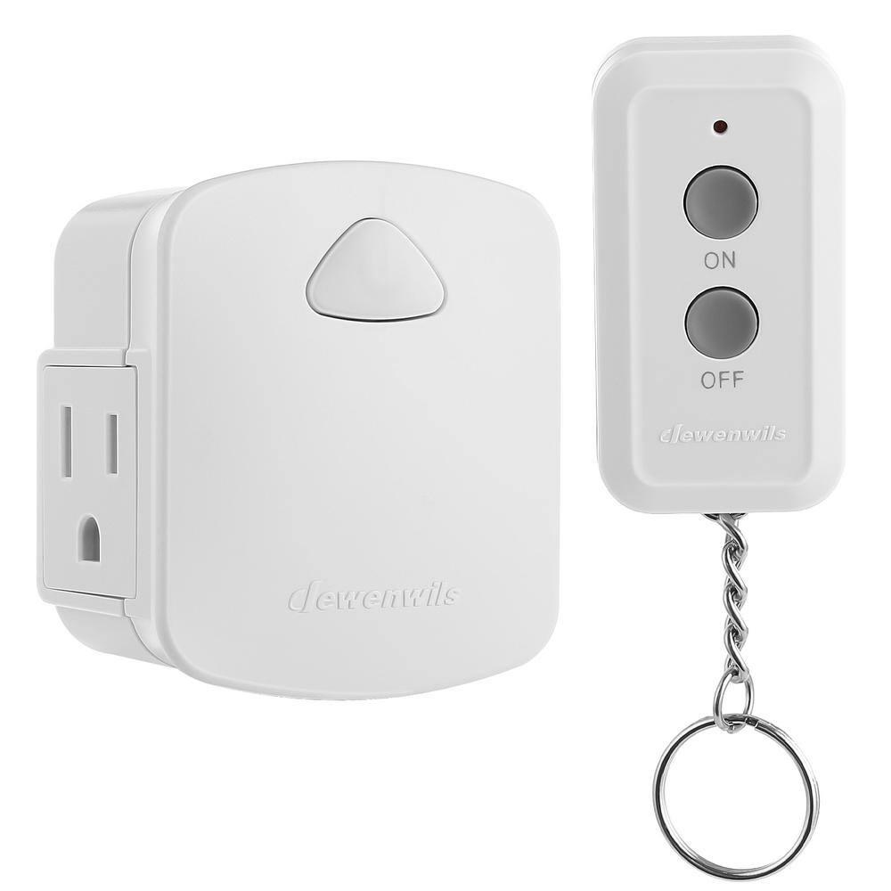 DEWENWILS Indoor Remote Control Outlet, Wireless Electrical Outlet Switch, 100 FT Range,  Compact Side Plug, ETL Listed, White