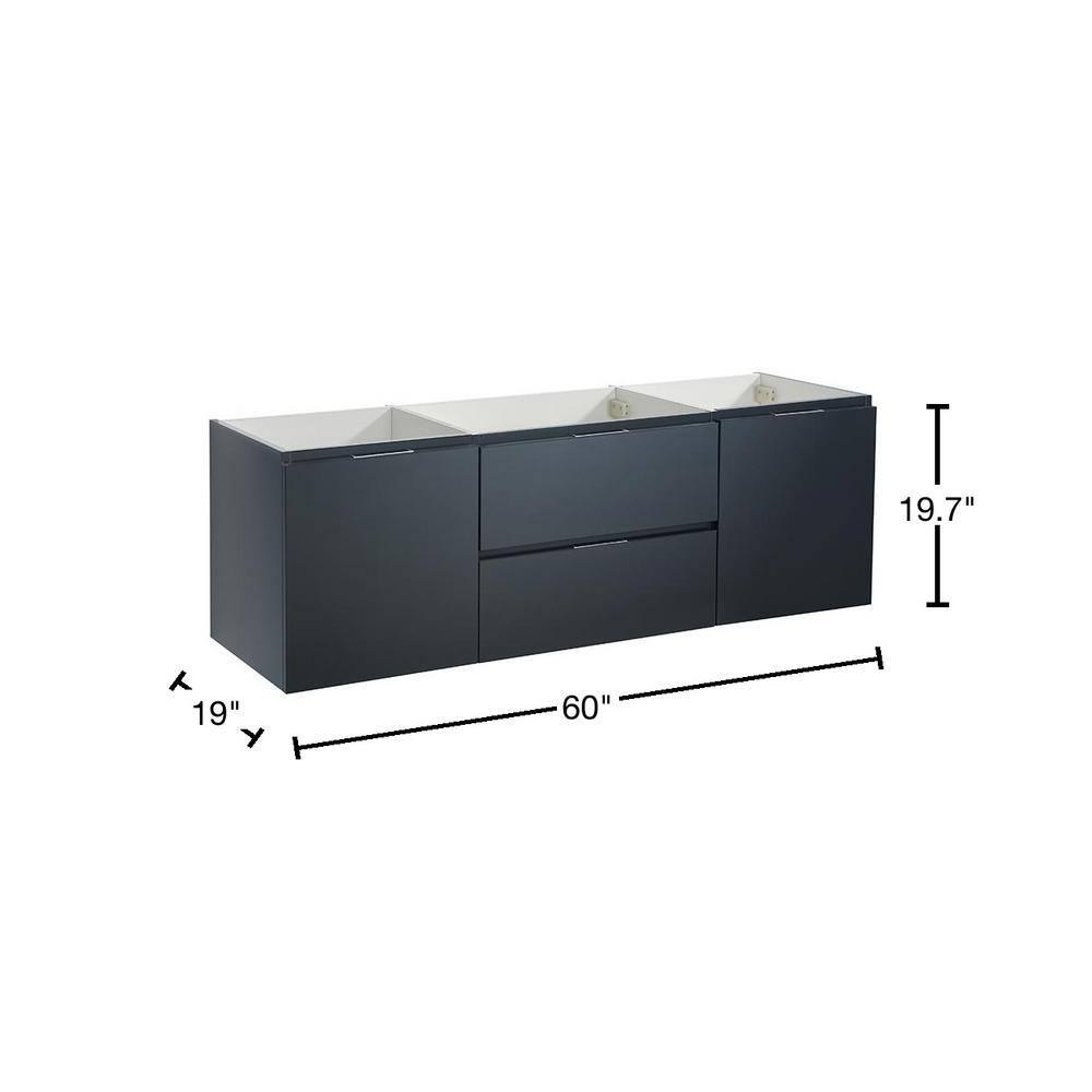 Valencia 60" Wall Mount Single Sink Bathroom Vanity Base Only (Top and Sink Not Included)