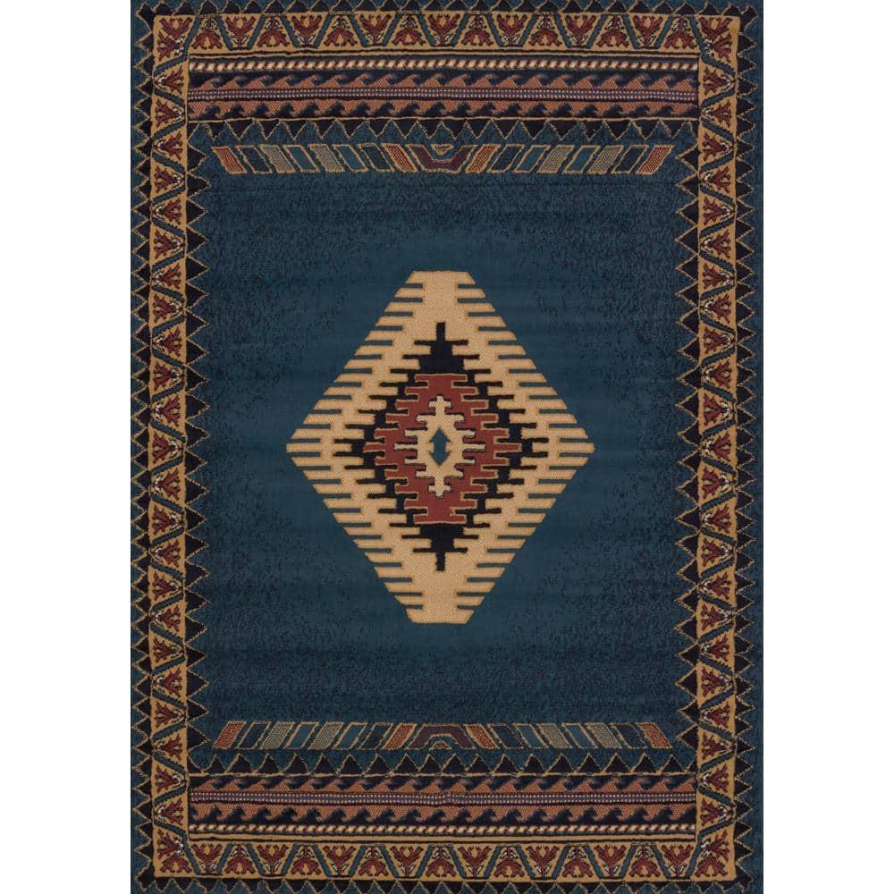 United Weavers Brunswick Avalon Southwestern Border Area Rug, LT Blue, 3'11" x 5'3"
