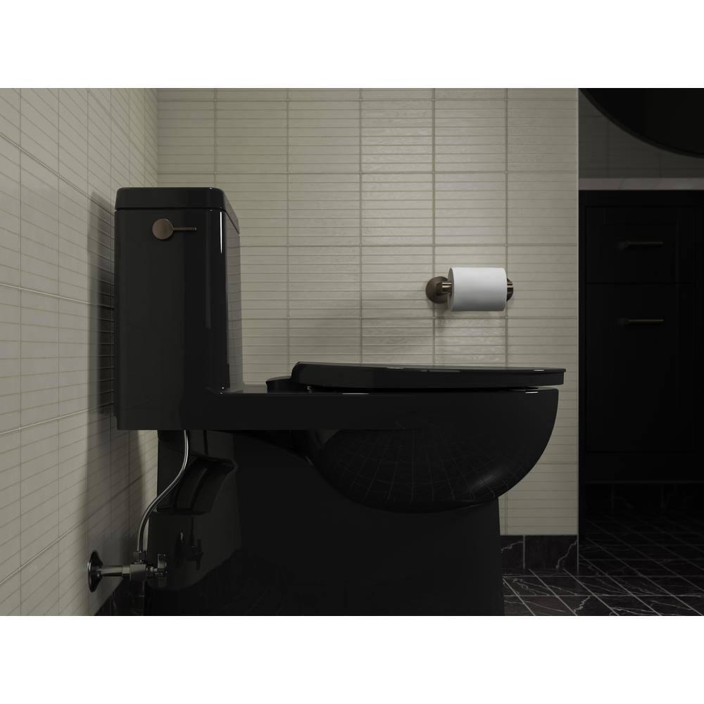 Elongated Toilet Seat, Slow Soft Close, Oval(Oblong) Toilet Seat For Elongated Toilets, Quiet-Close Lid And Seat, Easy To Install And Clean, Never Loosen, Black(18.5)