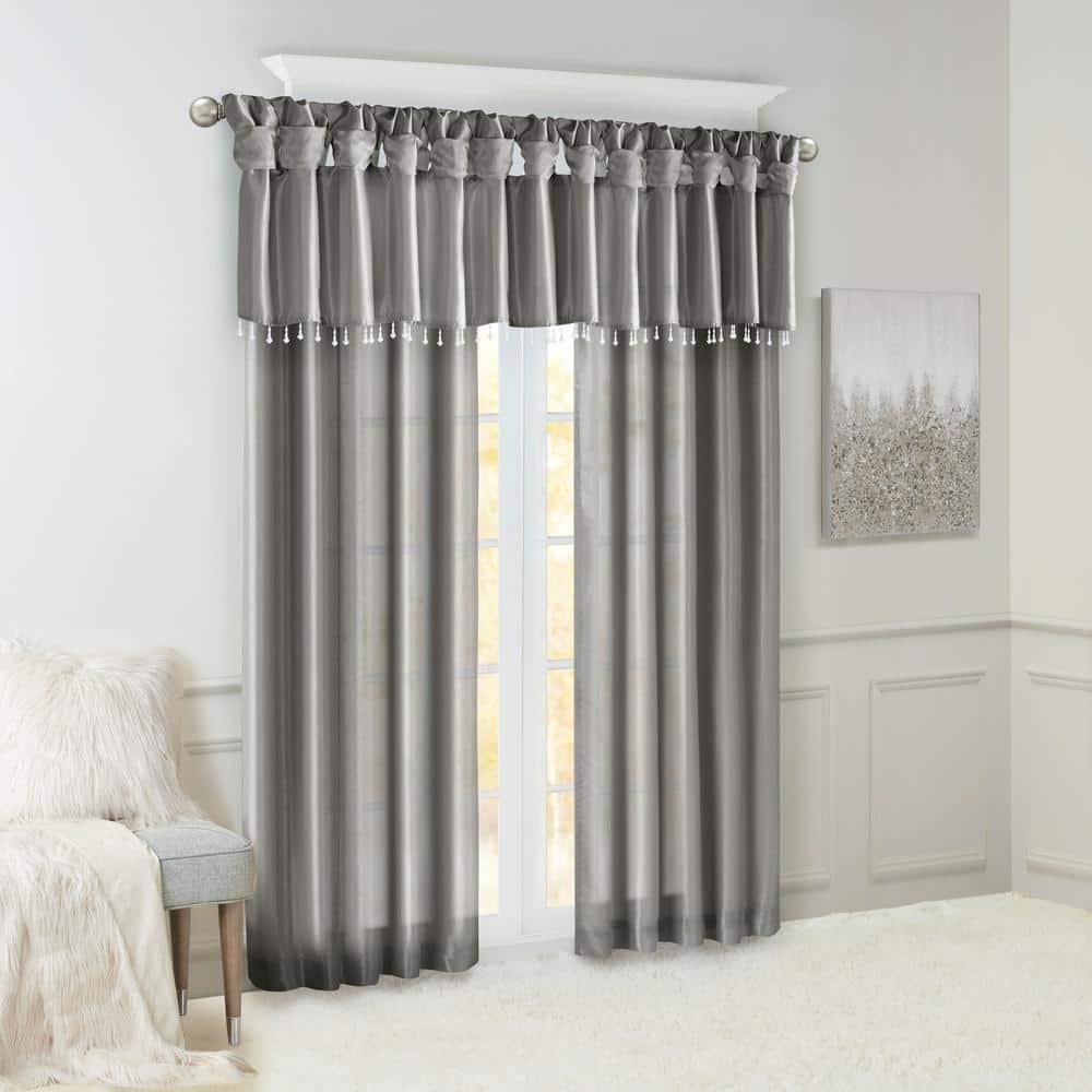 Madison Park Emilia Lightweight Faux Silk Single Valance with Beads