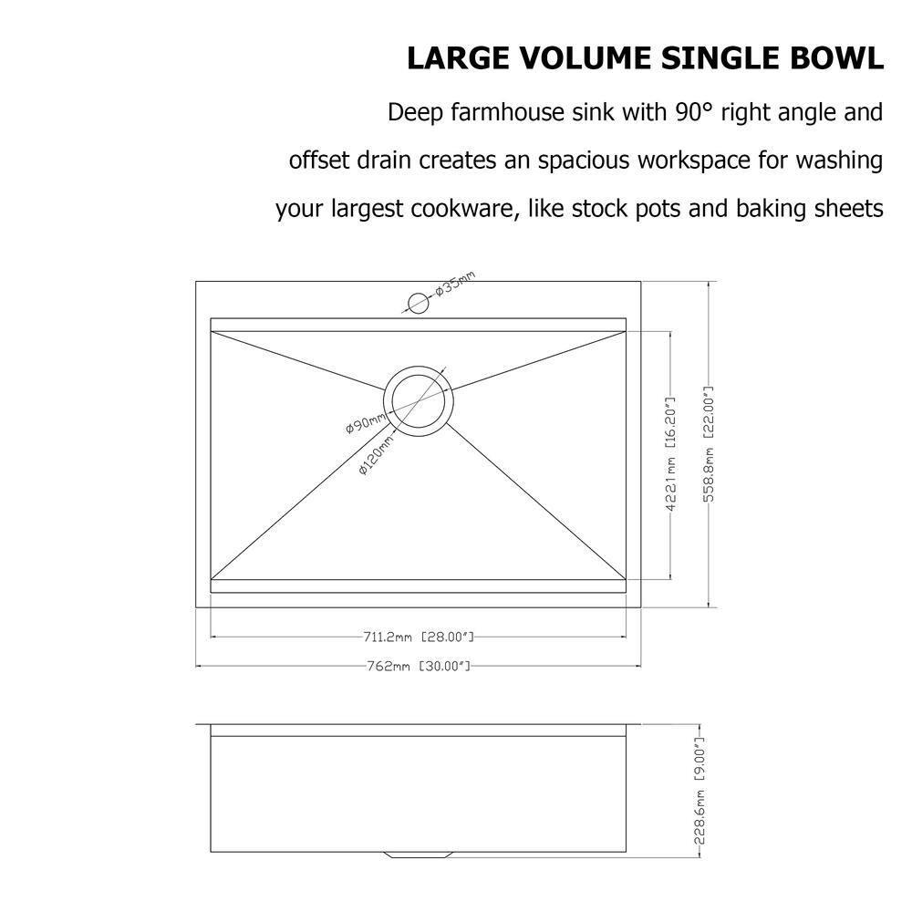 Sarlai S-LTS3022A1 30" L x 22" W Drop-In Workstation Single Bowl Stainless Steel Kitchen Sink