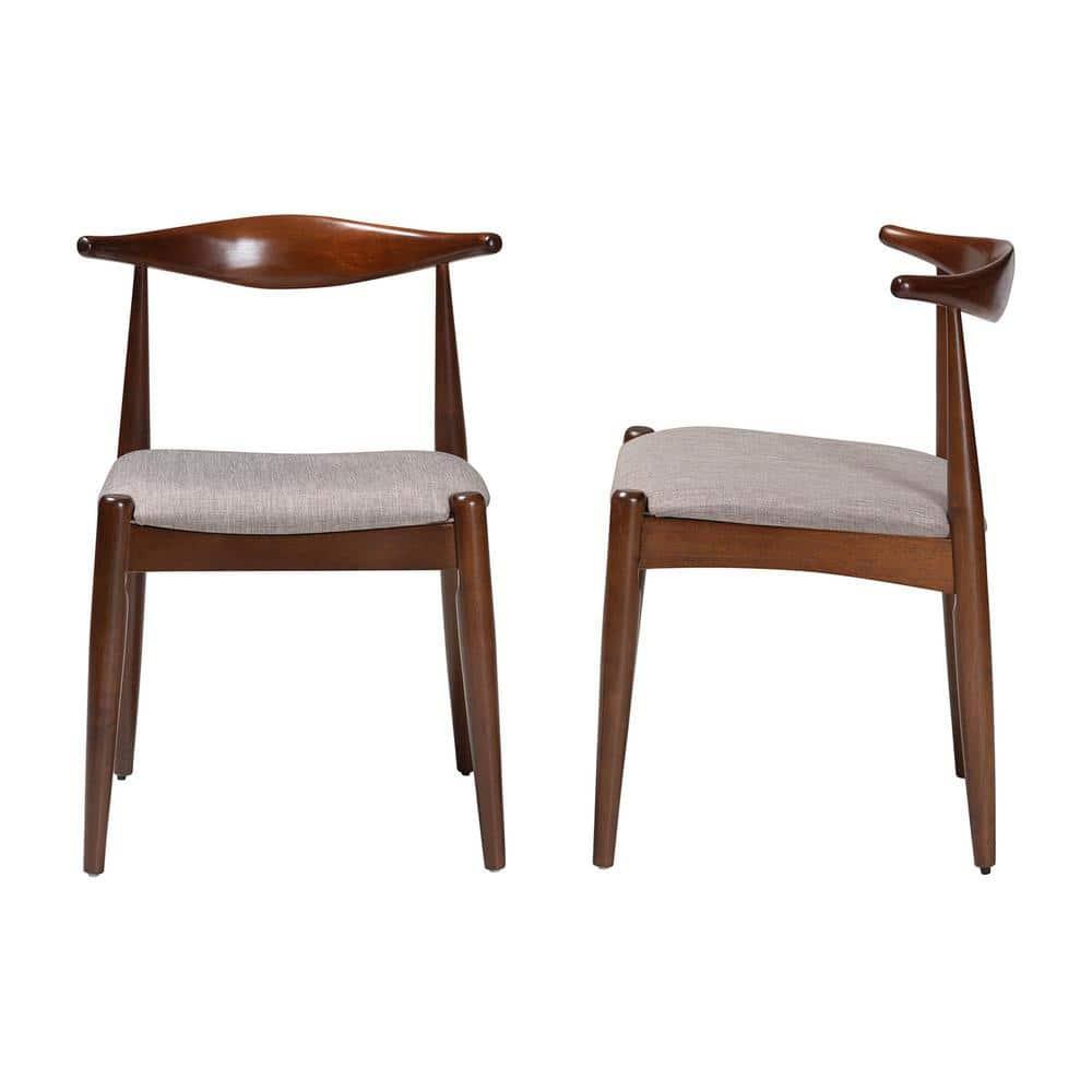 Set of 2 Aeron Wood Dining Chair Walnut - Baxton Studio: Retro-Inspired, Foam Padded, Tapered Legs