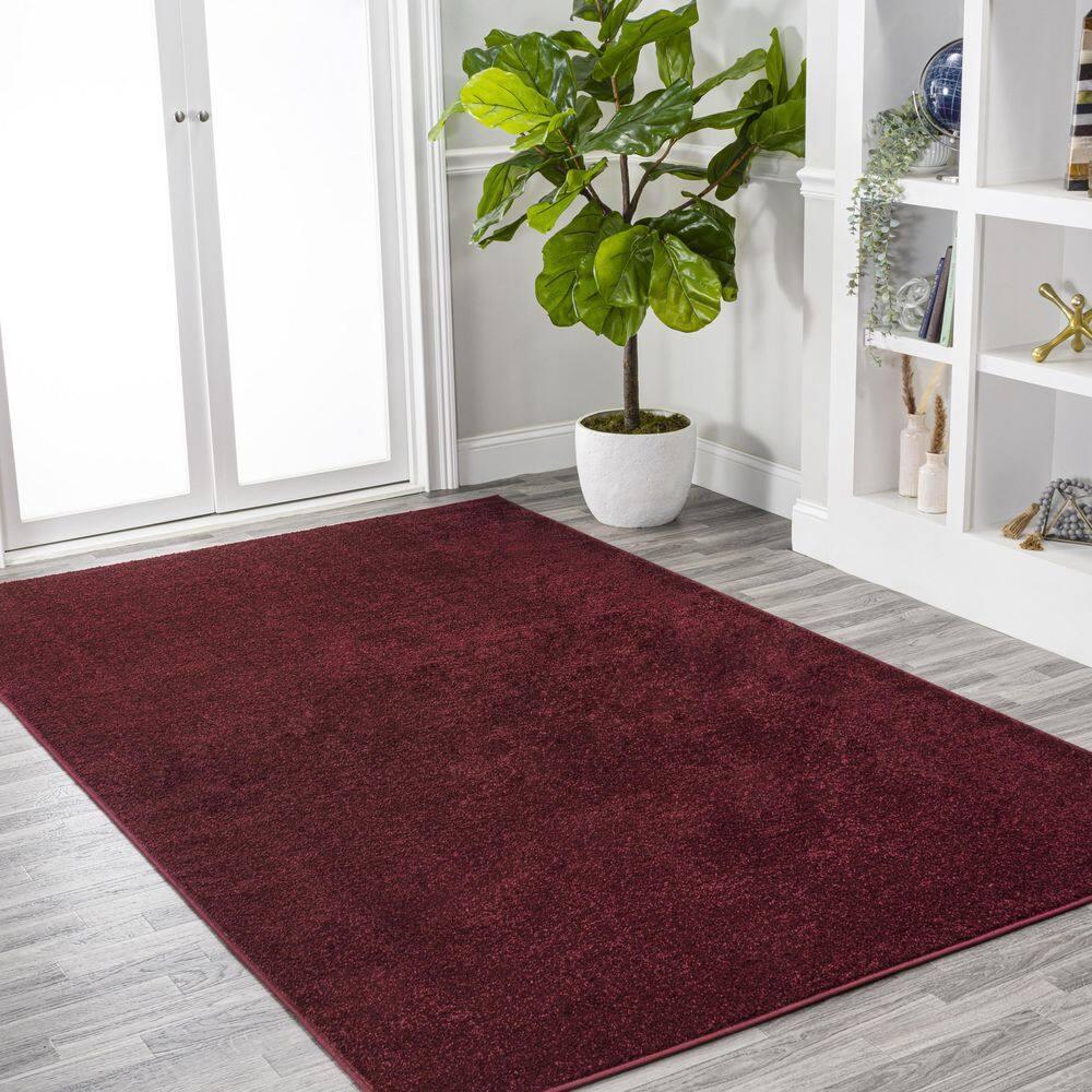 5'x8' Haze Solid Low-Pile, Dark Red - JONATHAN Y