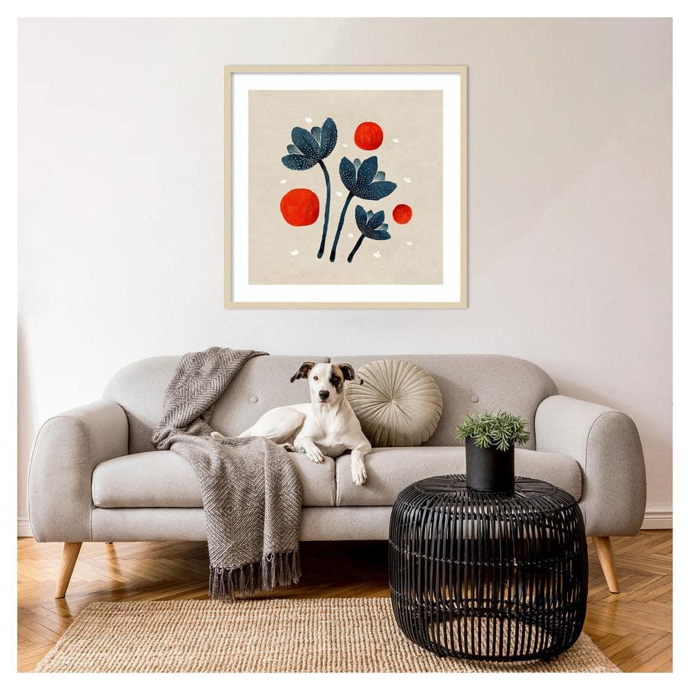 Amanti Art 33"x33" Blue Flowers II by Katie Oshea Wood Framed Wall Art Print