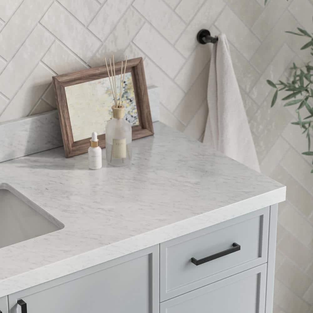 ARIEL Kelly 61 Single Sink Bathroom Vanity with Italian Carrara Marble Top