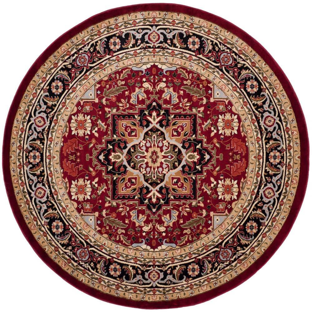 Lyndhurst Heriz LNH330 Power Loomed Area Rug - Red/Black - 8' Round - Safavieh