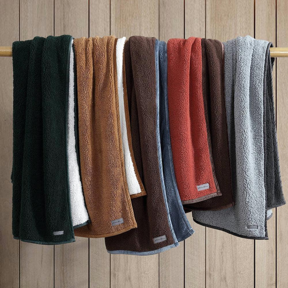 Eddie Bauer Eddie Bauer Solid Bi Colored Plush Sherpa Throw Blanket