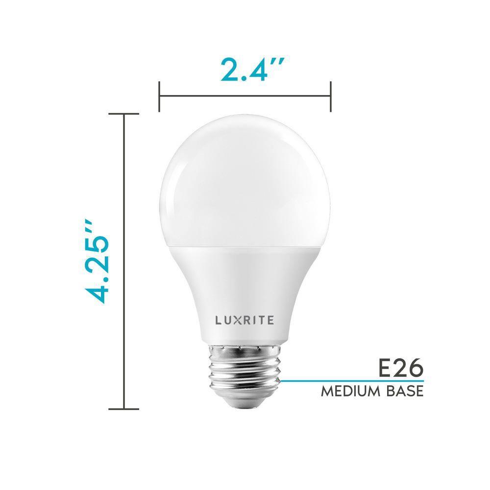 Luxrite A19 LED Dimmable Light Bulb 11W=75W Equivalent 2700K Warm White, 1100 Lumens E26, 6-Pack
