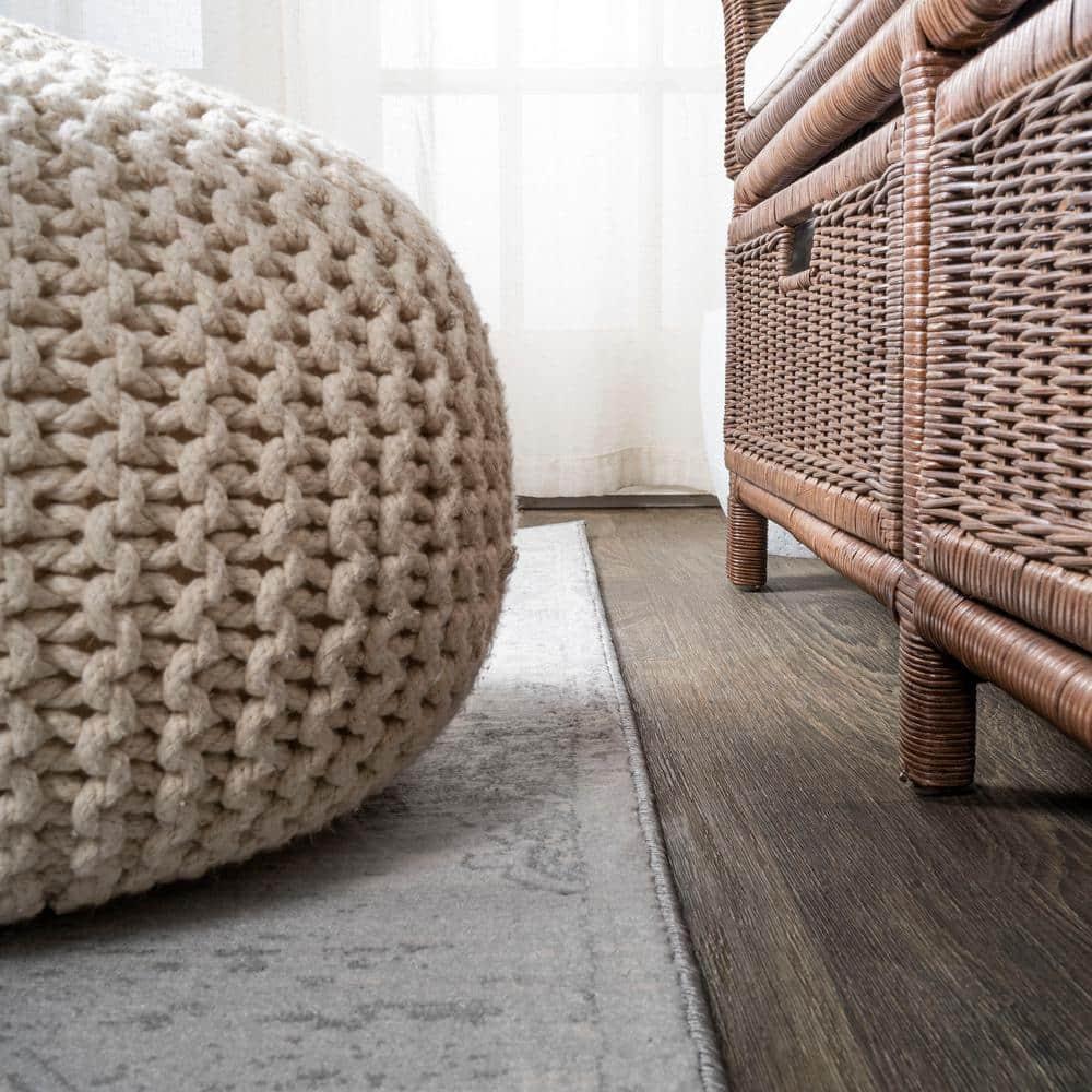 6' x 6' Modern Persian Vintage Moroccan Medallion Area Rug, Light Gray - JONATHAN Y