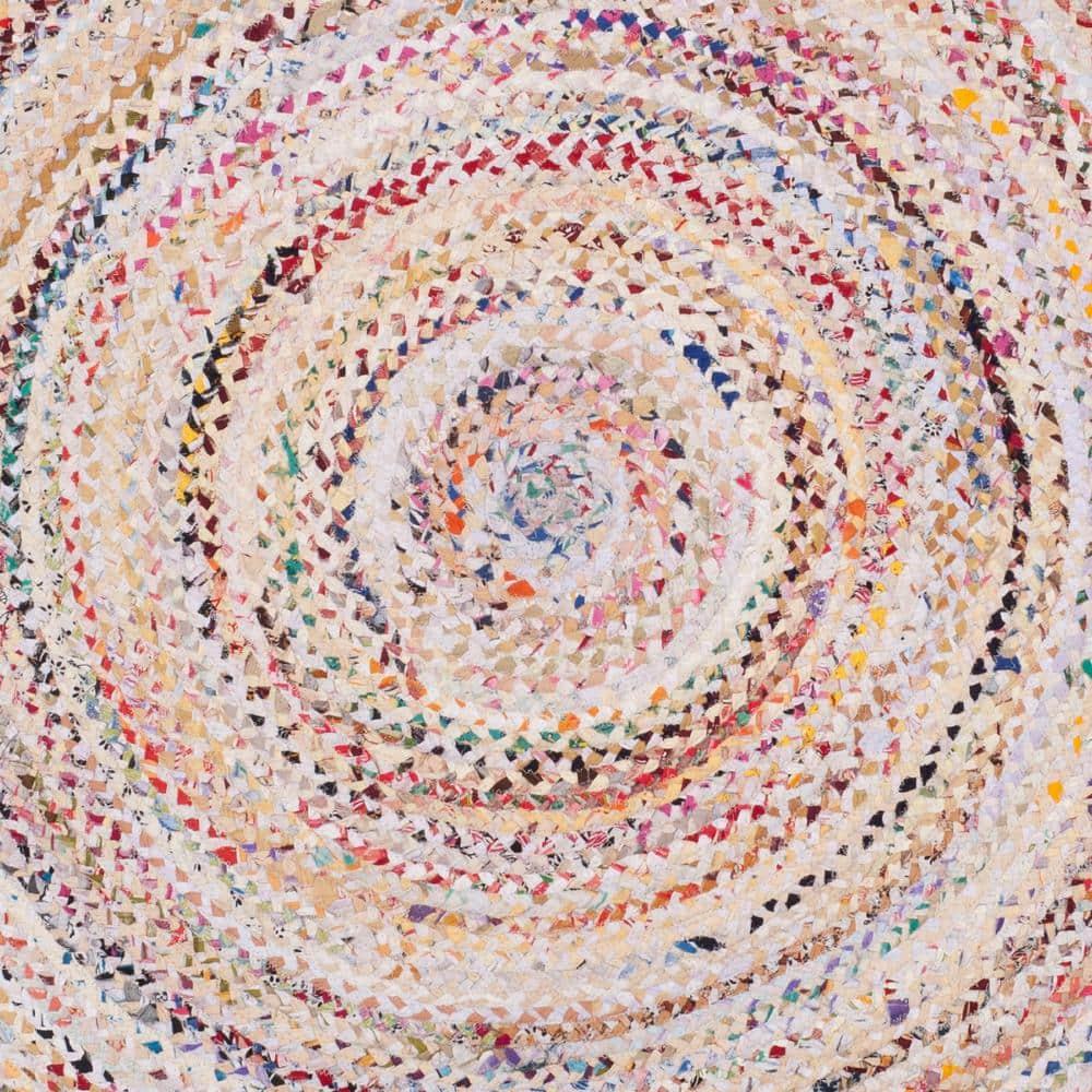 Braided BRD210 Hand Woven Area Rug - Ivory/Multi - 3'x3' - Safavieh.