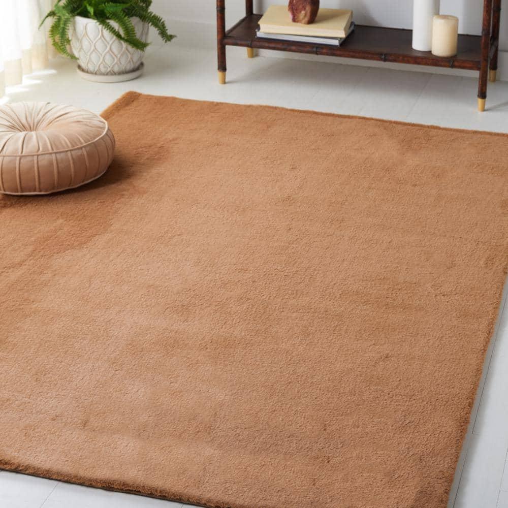 Faux Rabbit Fur FRF500 Power Loomed Machine Washable Indoor Area Rug - Brown - 6'x9' - Safavieh