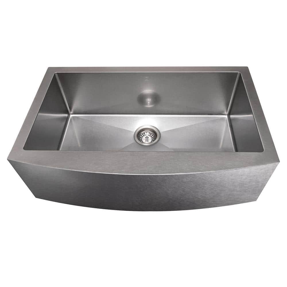 ZLINE 33 in. Vail Farmhouse Apron Mount Single Bowl DuraSnow Stainless Steel Kitchen Sink W/ Bottom Grid (SAS-33S)