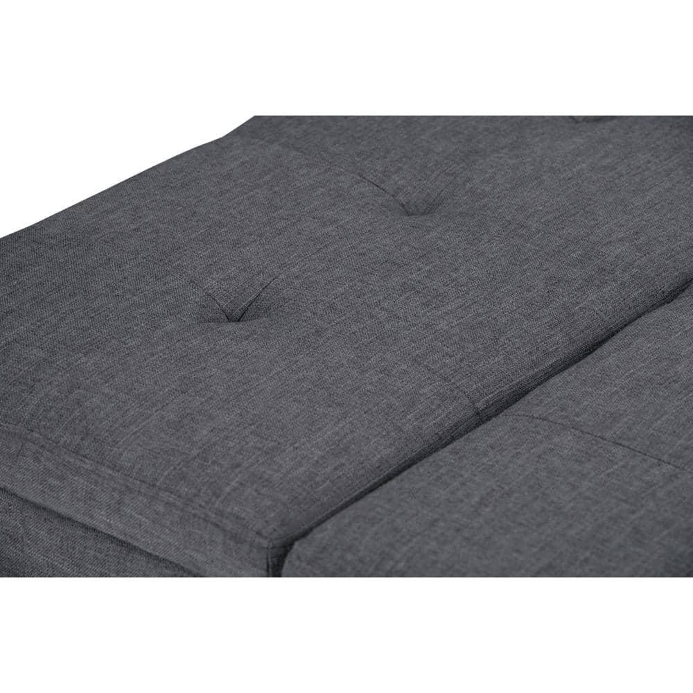 Simpli Home Dover 36"W Upholstered Square Coffee Table Storage Ottoman with Split Tufted Lift Top