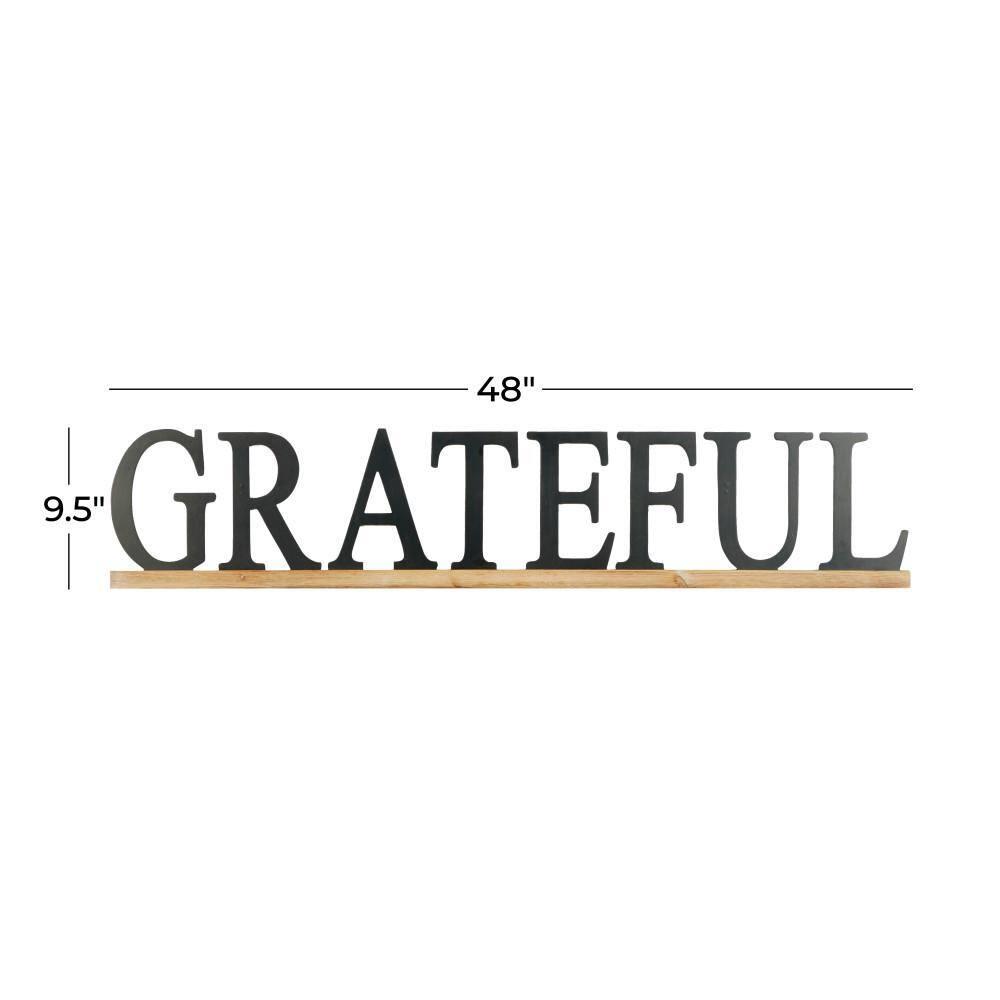 DecMode Black Wood Grateful Sign Wall Decor