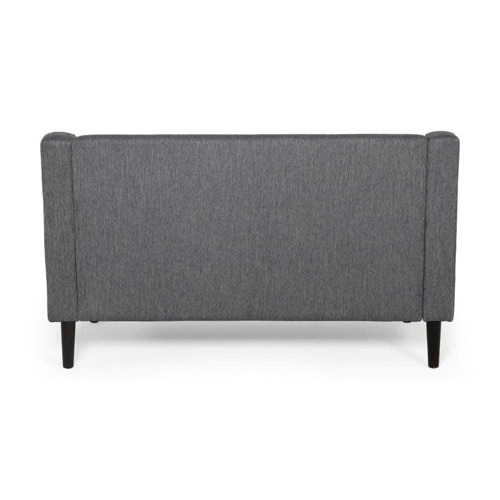 Noble House Kayden Indoor Contemporary Fabric Loveseat, Charcoal, Dark Brown