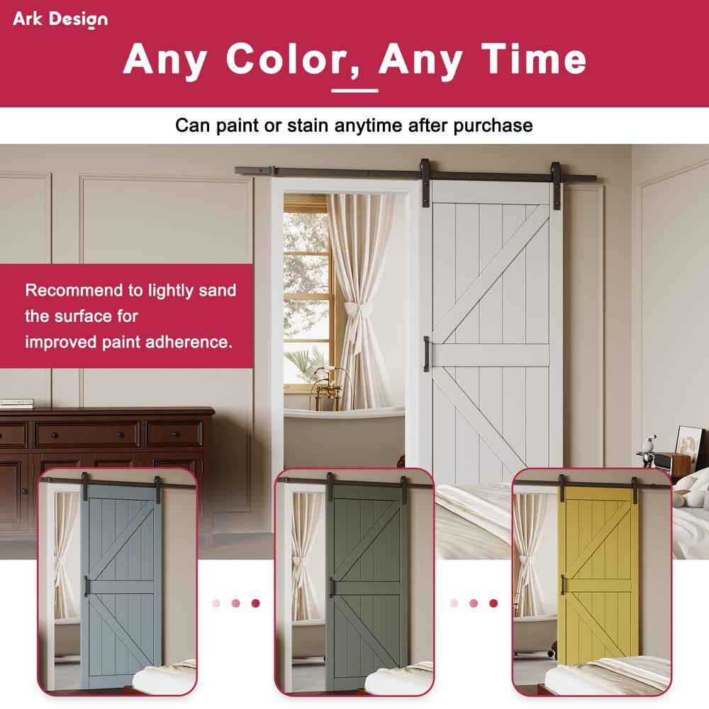 Home Worthy Frosted Glass Solid Manufactured Wood Painted Sliding Barn Door with Nickel-Hardware Kit(No Assembly Required)