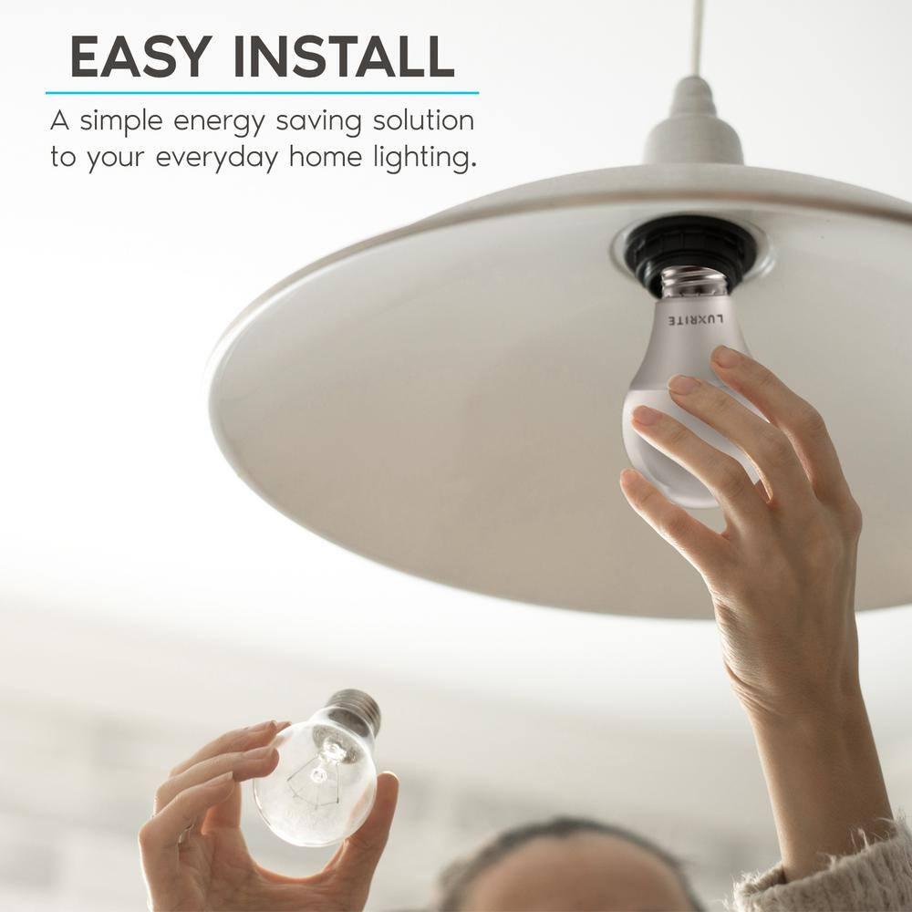LUXRITE A19 LED Light Bulb 60W Equivalent, 3000K Soft White Dimmable, 800 Lumens, Standard LED Bulb 9W, E26 Base, Energy Star, Enclosed Fixture Rated, Perfect for Lamps and Home Lighting (4 Pack)