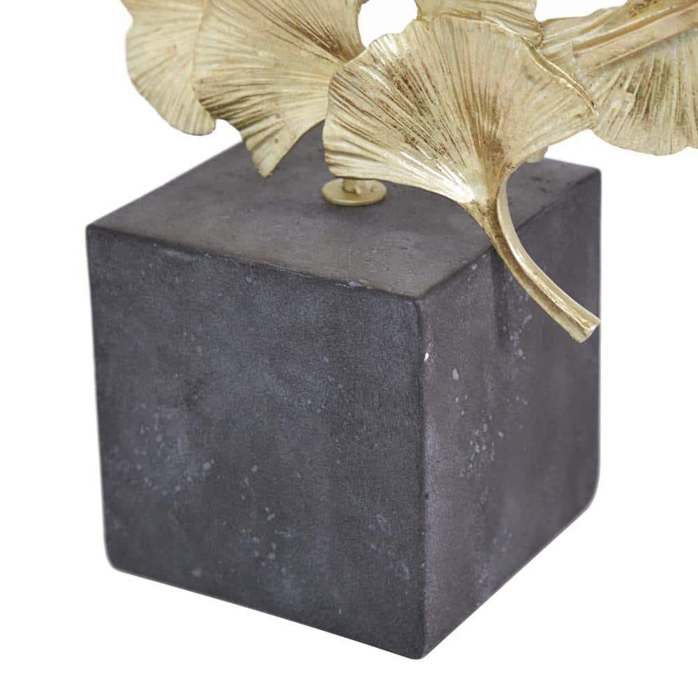 CosmoLiving by Cosmopolitan Polystone Handmade Floral Decorative Sculpture with Black Block Base