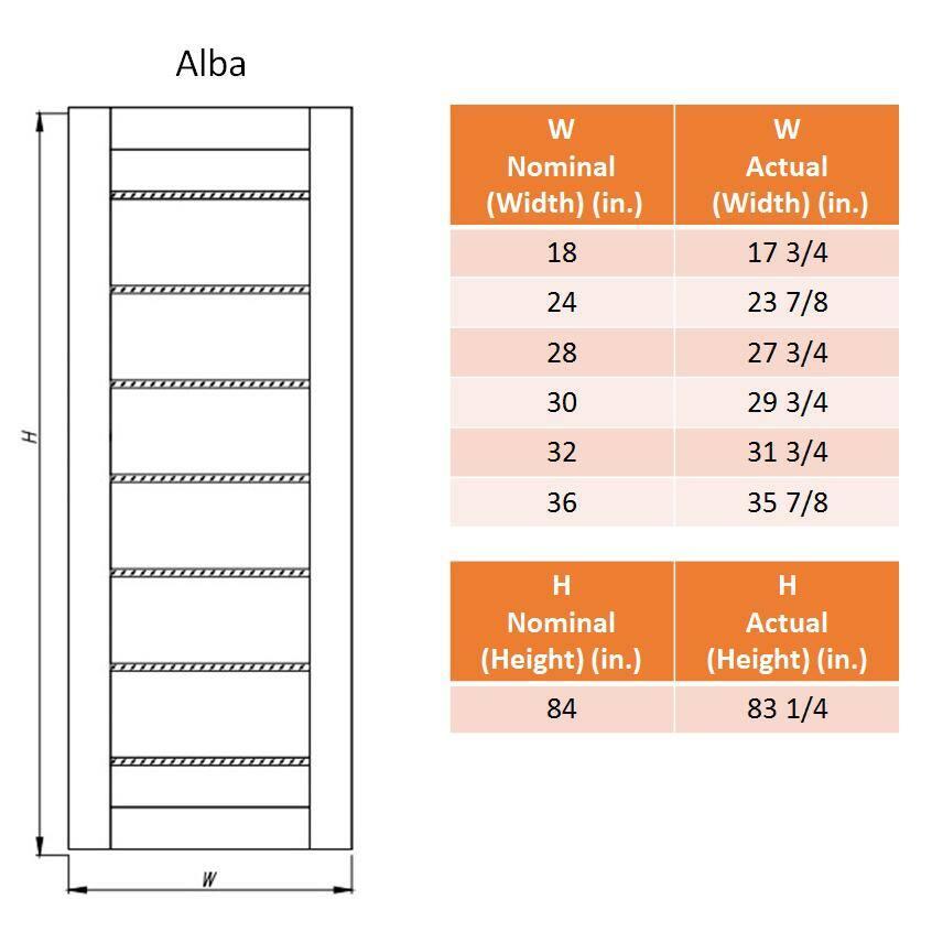 Belldinni Alba Solid Manufactured Wood and Glass Paneled Wood Finish Standard Door Slab