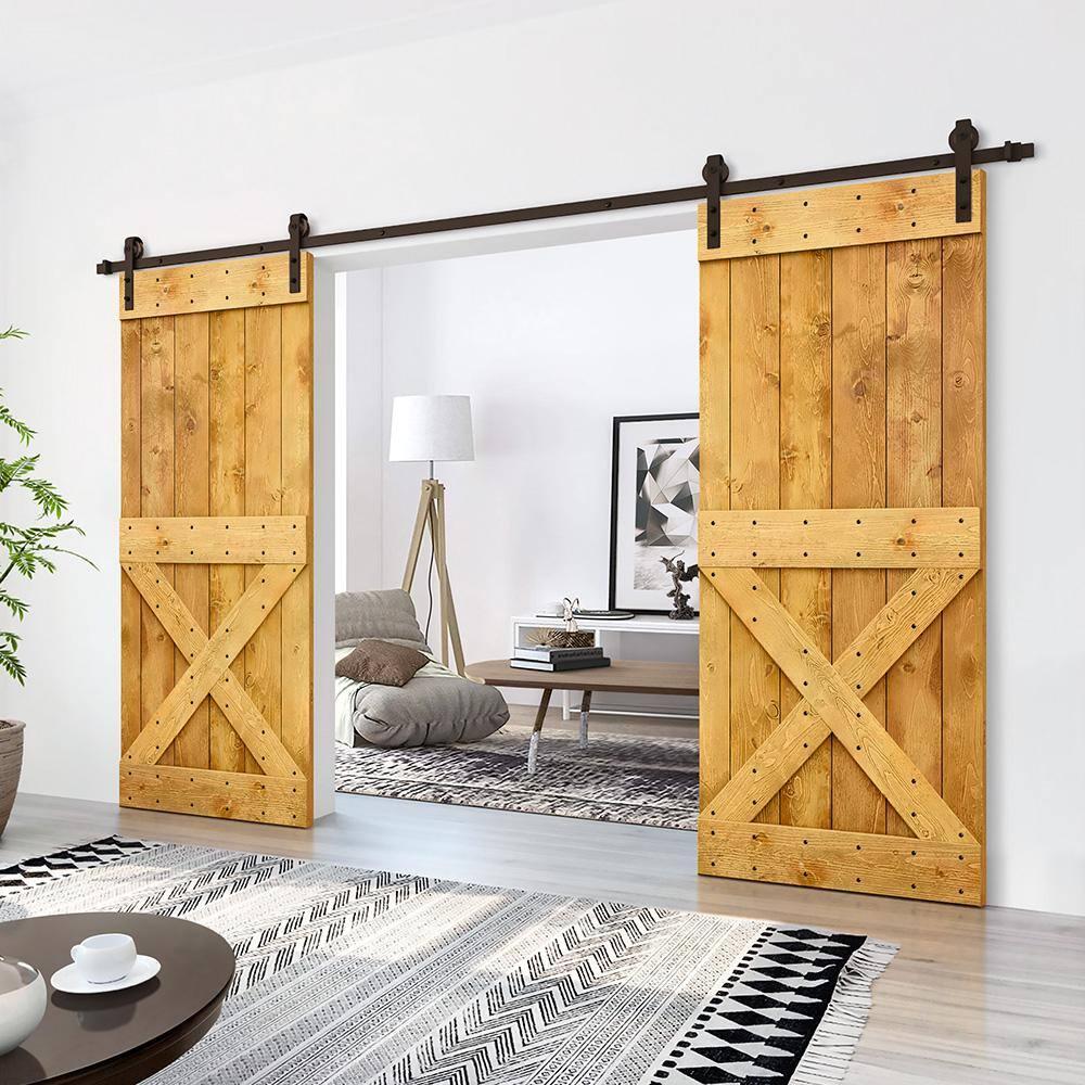 Calhome 84'' Solid Wood Paneled Painted with Installation Hardware Kit Barn Door